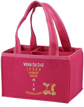 Tasche Flaschentasche - Filztasche für 6 Flaschen, WENN DU DAS LESEN KANNST BRING MIR APERÖLCHEN, Geschenk für Aperol-Liebhaber, Hugo, Wein Geschenk für Frauen Mama Oma, Damen Muttertagsgeschenke