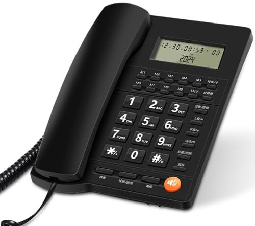 budiniao Teléfono Fijo con WiFi, identificador de Llamadas, función de Altavoz, teléfono de Oficina, teléfonos ABS, teléfono Fijo con contestador automático, A