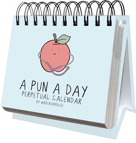 Rockdoodles Perpetual Daily Pun Calendar | 365 Hilarious Puns for Home or Office, Wordplay to Brighten, Amuse, and Entertain Every Day of the Year | Great Gift for Pun Lovers, Coworkers, & Friends