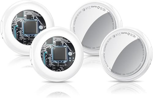 Smart Air Tracker Tags, Schlüsselfinde Kompatibel mit Apple Wo ist? APP (iOS NUR, Android Not Supported), Bluetooth Tracker für Gepäck/Taschen/Koffer, Air Tags Austauschbare Batterien-Weiß 4 Pack