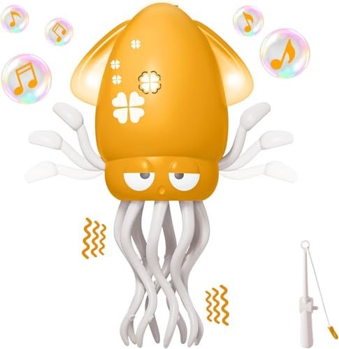 Starnearby Dancing Squid Baby Toy, Electric Crawling Octopus Toy with LED Light & Music, Magic Squid Tummy Time Toy for 3 4 5 6 Year Old Kids Boys Girls Birthday Gifts, Funny Squid for Desk Decor