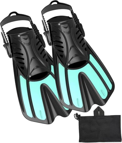 Diving fins Snorkeling Gear for Adults Snorkel fins ，Swim fins Open, Adjustable, Men, Women, Children, Swim Flippers (Green, Kids (JR 1-4 ))