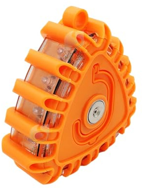 FUNOMOCYA Luz Estroboscópica LED Naranja para Vehículos Policiales Luz de Advertencia Giratoria con Imán y Gancho Abs y Señalización Vial sin Batería