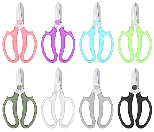GLEAVI Ciseaux de Jardin Multifonctionnels 8 Pièces, Manches Confortables Antidérapants, Coupe Précise pour Fleurs, Fruits et Plantes – Outils de Taille pour Jardinage et Entretien