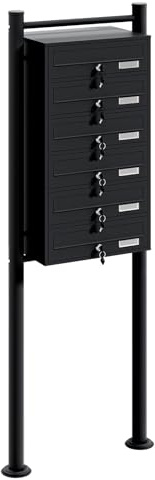 Wiltec Cassetta postale condominiale autoportante 6 posti, 1 modulo, nero 513 x 270 x 1150 mm