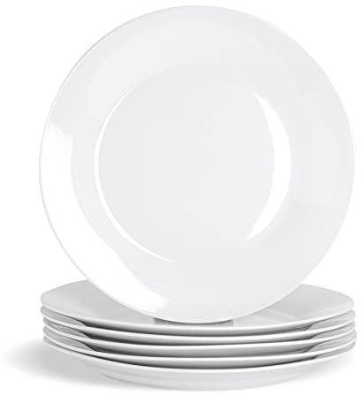 Argon Tableware 24x White 30cm Large Classic White Dinner Plates - Dishwasher and Microwave Safe - Porcelain Dining Main Course Serving Student Dishes Set