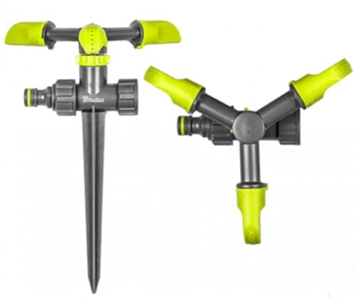 Bradas Arroseur Circulaire à 3 Bras avec Piquet de Terre - Arroseur à impulsions - Arroseur de pelouse - Lime Line 2143