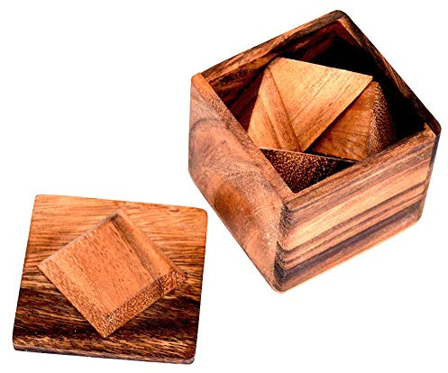 2 Pyramiden in Box IQ Test Puzzle Knobelholz Knobelspiel IQ Puzzle, Knobelaufgabe Holzpuzzle Konzentration, Lernpuzzle, Geduldpuzzle, 3D Puzzle, Würfelpuzzle, Cube, Pyramiden Puzzle