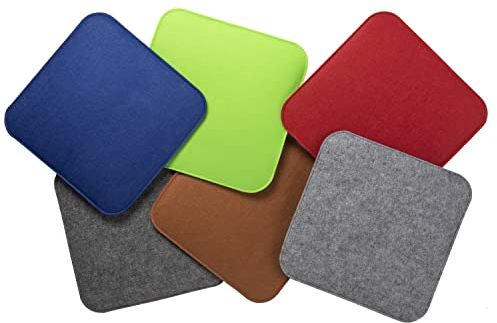 sunnypillow 4er Set Sitzkissen Filz Stuhlkissen quadratisch 35 x 35 cm - gemütliche Filzkissen für Bank und Stuhl in Haus und Garten - Indoor/Outdoor - Stuhlauflage, Sitzauflage - Kissen Hellgrau