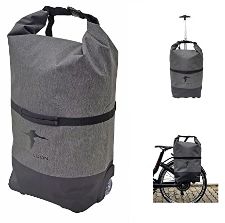 Red Loon Fahrradtasche | Packtasche & Trolley | wasserdichte Gepäckträgertasche mit Teleskopgriff | 28 Ltr Volumen