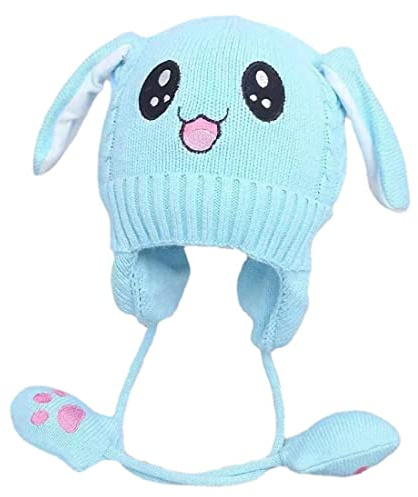 AOOPOO Berretto Invernale Caldo e Spesso in Peluche per Bambini da 1 a 10 Anni, Cappello Ricamato a Maglia con Orecchie Che muovono l'airbag