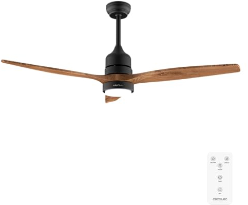 Cecotec Ventilateur De Plafond Avec Lumière EnergySilence Aero 5275 DarkWood. 40 W, Diamètre 132 cm, 3 Pales et 6 Vitesses, LED 18 W, Télécommande et Minuterie, Mode Été/Hiver