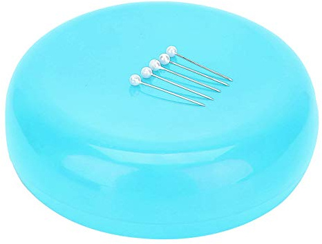 Tnfeeon Round Magnetic Pin Cushion, Sewing Needle Holder Storage Case with Strong Magnet, Durable and Practical (Blue)