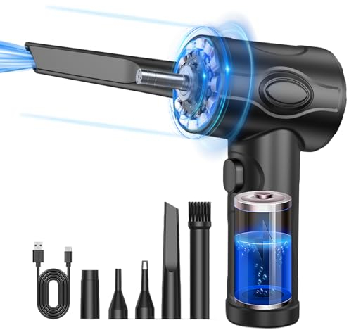 Elektrische Staubgebläse Air Duster für PC Reinigungs Set,3 Geschwindigkeiten 51000 U/min Luftdruckspray mit LED-Licht, 6000 mAh Druckluftspray für Computer, Tastatur, Auto, Haustierhaus
