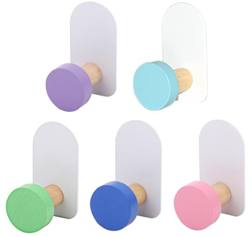 Lnjya 5 Stück Selbstklebender Haken, Handtuchhaken Wandhaken, Handtuchhalter ohne Bohren, Wandhaken Garderobenhaken für Badezimmer Schlafzimmer Küche Wohnzimmer Kinder Kleiderhaken (Macaron)