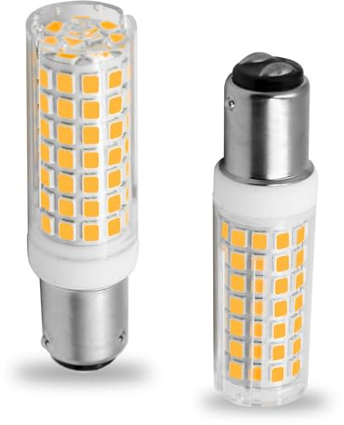 BROLSKUN B15d Led Warmweiß T Slim 7W Ersetzt B15d 75W Halogen 80W Deckenlampe, Nähmaschinenlampe Kleines Bajonett Doppelkontakt AC 230V Leuchtmittel Wandlampe, Kabinett Licht (2 Stück)