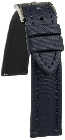 AIMVALUE Bracelet de montre en toile de voile de bateau de 18 mm 20 mm 22 mm bleu foncé noir avec coutures blanches rembourré imperméable à l'eau sous-marine imperméable, 20 mm