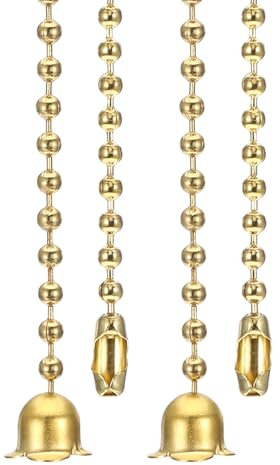 PATIKIL 1M 3.3ft Catena Tiro Ventilatore Soffitto, 2pz Pendenti Perline Corda Estensore Ventilatore Lampada Tavolo Lampadario Interruttore Tiro, Tonalità Oro