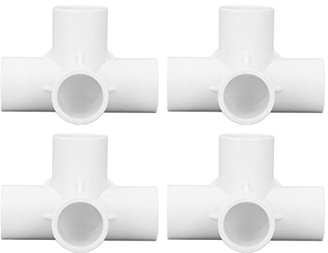 Kit di Raccordi a Gomito in PVC a 4 Vie 10 Pezzi, Kit di Raccordi per Tubi di Uscita 25 Mm, Ideale per il Collegamento di Mobili e Progetti Fai Te (WHITE)