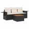 QJBSAVVA Camping Sofa Garten Loungemöbel Set Balkonmöbel Kleiner Balkon Gartenbank - 4-TLG. Garten-Sofagarnitur mit Kissen Schwarz Poly Rattan für Versammlungen Garten Kleinen Balkon Draußen
