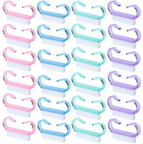 24 Pezzi Spazzolino Unghie,Pennello per Unghie,Pennello con Manico in Plastica Strumento di Pulizia per Nail Art, Spazzola per la Pulizia delle Mani, Pulizia e Lavaggio Quotidiano