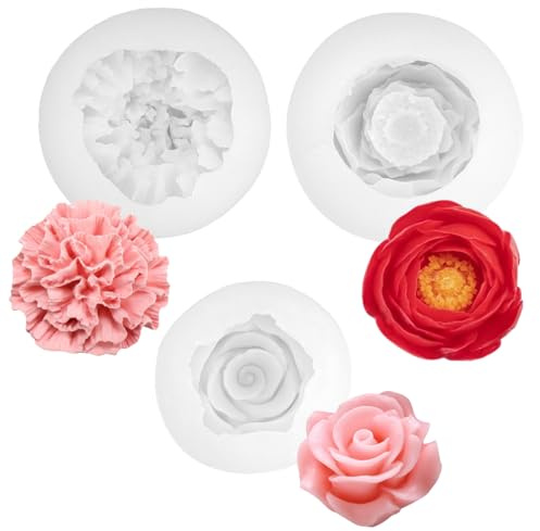 3 Pezzi Stampi per Candele Fiori in Silicone, Sianco