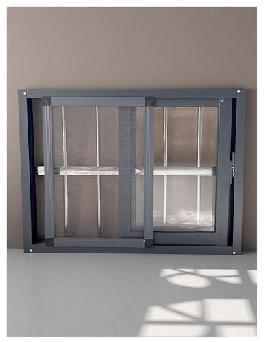 Genérico Ventana corrediza Horizontal de Aluminio for sótano, Grande, de 30, 40, 50, 60, 80 y 100 cm, con Vidrio y mosquitera, for baños, garajes y buhardillas.(50x50cm/20x20in)