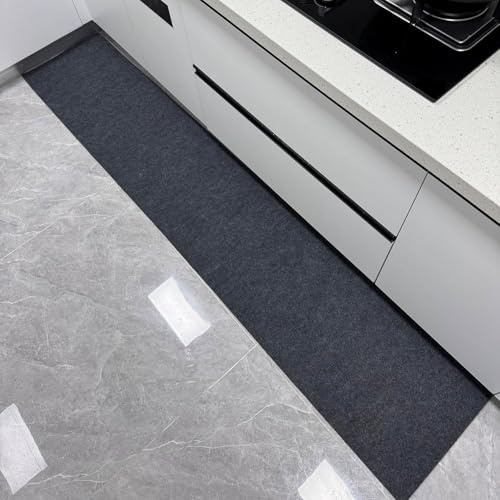 WUZILIN Küchenbodenmatte Anti-Rutsch Einweg – Selbstklebend – 40x210cm – selbst zuschneidbar(Dunkelgrau)