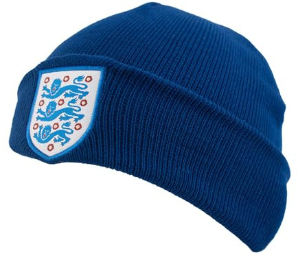 Hy-Pro officiellt licensierad England mössa – varm och bekväm vintermössa hattar för fotbollssupportrar – mysig marinblå hatt med laglogotyp
