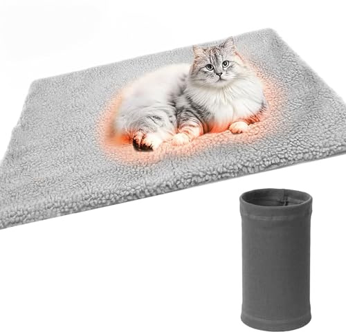 Mikiuly Couverture auto-chauffante pour chat et chien - Couverture chauffante pour chiens et chats - Couverture chauffante pour chien - Sans électricité - 60 x 48 cm - Sans électricité