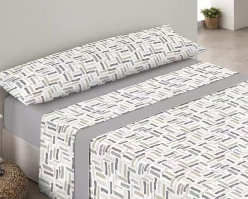 DECODEKO Juego de Sábanas Pirineo Termica 3 Piezas - Sábanas de Otoño/Invierno Tejido Polar, Bajera 135x190cm, Encimera de 210x260cm y una Funda Almohada 45x155cm(Gris, Cama 135)