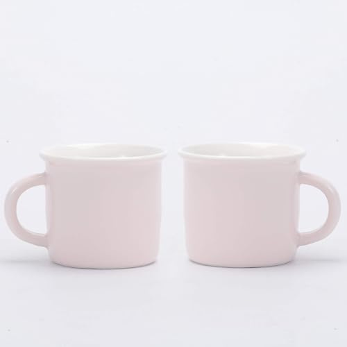 RISTEASO Ceramic Mini Espresso Cups Set of 2, 2.5 oz Expresso Mugs with Handle, Porcelain Coffee Mugs,Demitasse Cups (pink, 2.5, ounces)