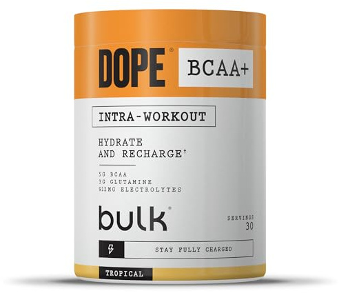 Dope BCAA+ | Polvere Intra-Workout | Tropicale | 360 g | 30 Porzioni | 5g BCAA | Miscela di Elettroliti | Glutammina | Vitamina B6 & B12 | Supporta Idratazione, Energia e Recupero