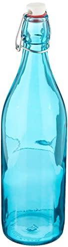 Giara Swing Top Bottle Blue 1 Litre - Eco-Friendly Blue Glass Bottle for Cordials and Preserves