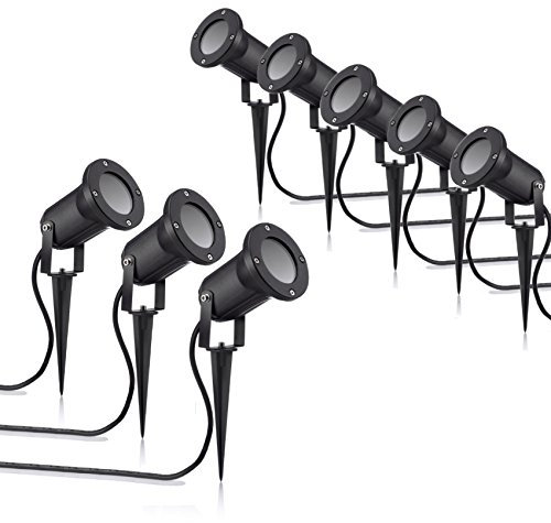 Auraglow Profondément Encastré GU10 Titulaire Jardin Spike Lumière Au Sol ou Mur Lampe, Uplighter Extérieur - 8Pack