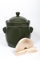Original Bunzlauer Keramik Premium Gärtopf/Einlegetopf/Sauerkrauttopf 10 Liter olive-grün - inkl. Beschwerungsstein und Deckel