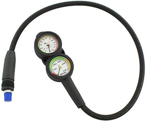 SEAC Console 2 Manomètre et Profondeur sous-Marine, échelle 0-5000 psi et 0-200 ft. Mixte, Noir, Standard