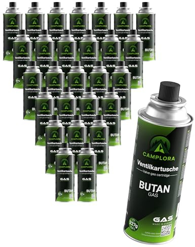 CAMPLORA 28x 227g Butan Gaskartuschen mit MSF-1a Ventil für Grill, Campingkocher, Gasheizung, Gaskocher, camping gas, gaskartusche, Gaskartuschen 227g, Gasflasche butane gas cartridges