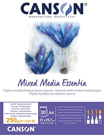 Canson Mix Media Essentia Bloc Encolado A4 30 hojas Fino 250g