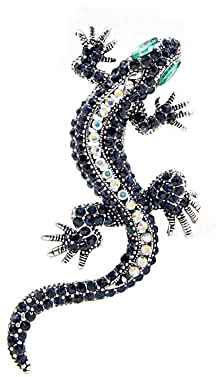 Prinzessin zu Stolberg Beauty Serie - Gecko | Salamander Brosche mit farbigen Zirkonia Kristallen (Schwarz)