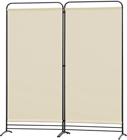 Angel Living Biombo Divisor de 2 Paneles,Separadores de Ambientes Biombos Separador,Biombos Exterior Jardin para Oficinas Balcón Dormitorio Jardín al Aire Libre, 162cm x 180cm Beige