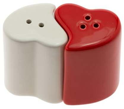 Boston International Salt & Pepper Shakers Ceramic Shaker Set for Kitchen Counter and Table, Set of 2, Handwritten Heart