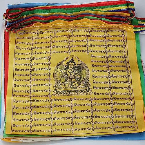 InDmar Outdoor-Flaggen, Gebetsfahnen, Tibet-Flagge, große Fairtrade-Gebetsfahnen an Langer Schnur, Jede Flagge ist 28 x 27 cm groß, es gibt insgesamt 30 und die Gesamtlänge beträgt etwa 8,1 Meter