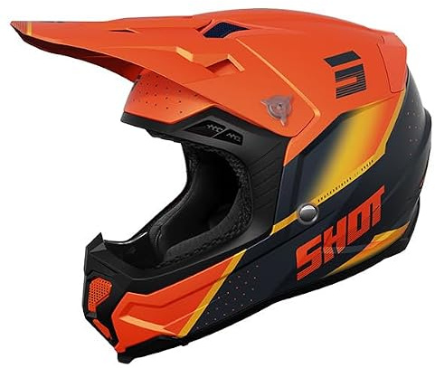 SHOT RACE GEAR Casque Motocross Core Honor Orange – Casque Moto Cross Enduro Off-Road – Coque Tri Composite – Ultra Léger 1250 g – Ventilation Optimisée – Intérieur Lavable – Fermeture Double D