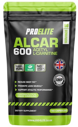 Acetyl L Carnitine Capsules - 1800mg Per Serving | 180 Capsules Vegan Pure Acetyl L-Carnitine Capsule Energy, Weight Loss Support, Fat Burner ALCAR NO Fillers & Binders - Made in UK by PROELITE