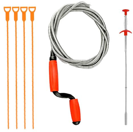 Déboucheur Spirale,Deboucheur Canalisation 3m x 6 mm,Spirales de Nettoyage de Canalisations,Crochet de Nettoyage Evier, Spirale de Nettoyage de Tuyau de Vidange pour évier de Cuisine salle de Bain