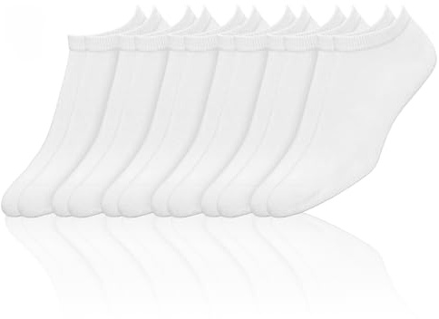 DeoMed 6 pares de calcetines antibacterianos para zapatillas unisex, no deslizantes, fabricados en la UE, sin costuras, mini bambú con tecnología Sanitized Actifresh, Blanco, 39-42