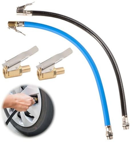 TXErfolg 2 Pezzi Tubo di Prolunga per Pompa Pneumatici 36,5 cm con 2 adattatori per Pompa d'Aria da 8 mm Tubo Flessibile per Gonfiaggio Pneumatici per Pneumatici di Biciclette, Motocicli, Automobili