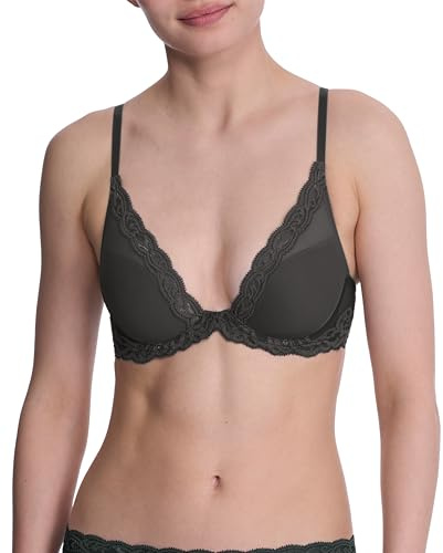 Natori Feathers Contour Plunge Bra, Coal, 36A