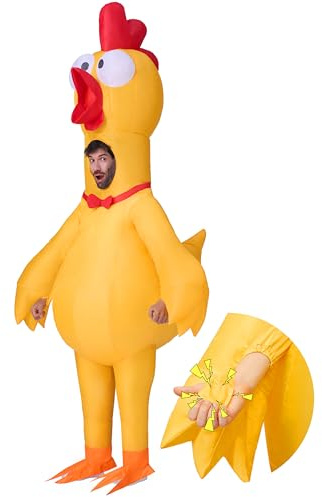 Spooktacular Creations Disfraz inflable de pollo de goma de Halloween para adultos, traje inflable de cuerpo completo para fiestas temáticas de cosplay
